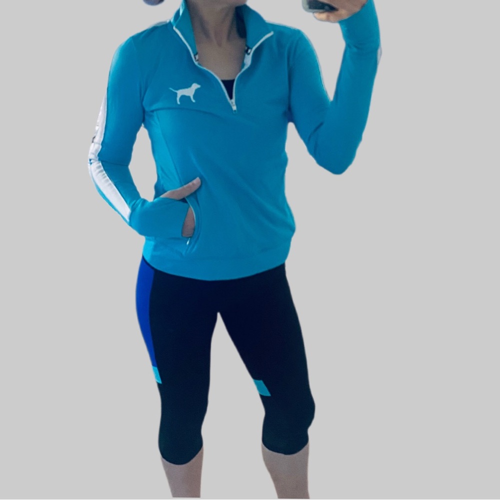SET 2-for-1 PINK by Victoria’s Secret Ultimate 1/4 Zip + VSX Knockout Capri Set